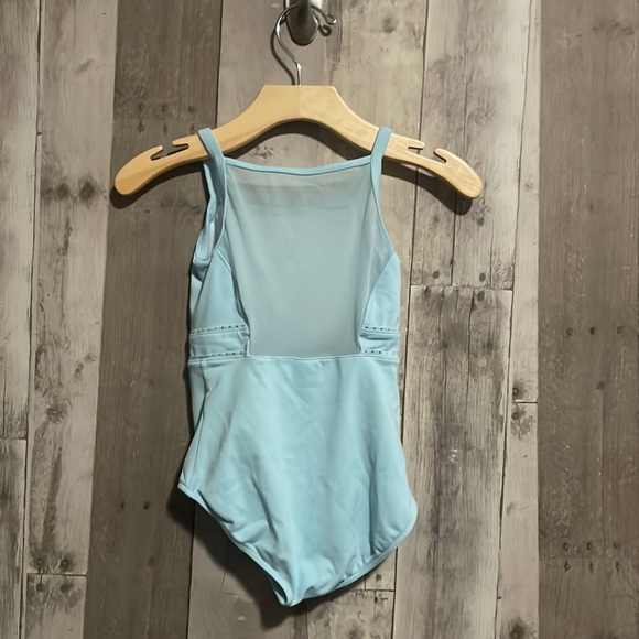 Bloch Diamanté light blue size 6X/7 mesh back dance Leotard Girls - Picture 5 of 9